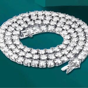 CERTIFIED Genuine Moissanite Diamond Tennis Necklace 925 Solid Sterling Silver